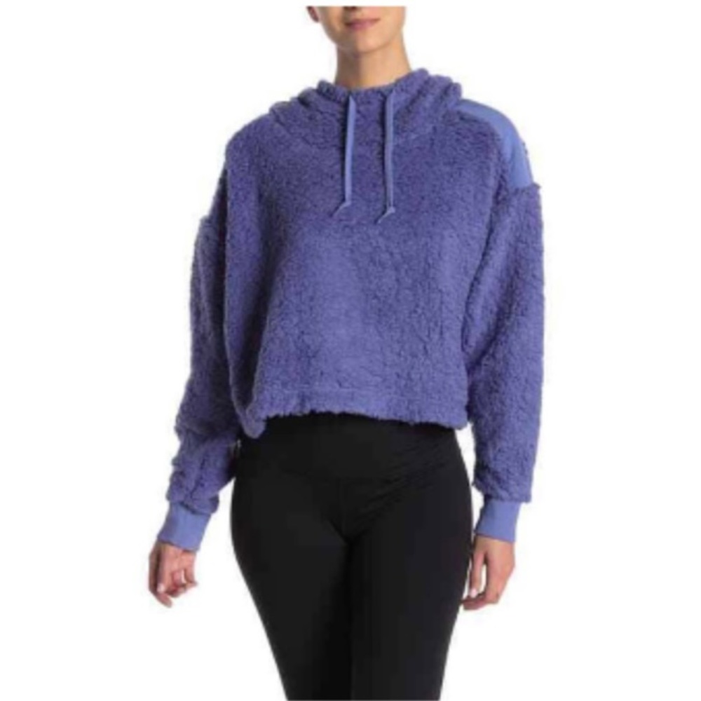 NWT Z by Zella Women’s Boxy Cropped Plush Fleece Pullover Hooded Size XL Cozy